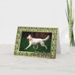 Witte Duitse herdershond Blank Christmas Kaart