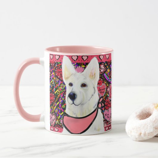 Witte Duitse Herdershond Mok (Met donut)