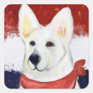 Witte Duitse Herdershond Vierkante Sticker