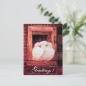 WITTE DUIVEN BIJ HET RAAM rood roze Briefkaart (Staand voorkant)