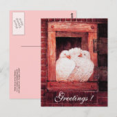 WITTE DUIVEN BIJ HET RAAM rood roze Briefkaart (Voorkant / Achterkant)