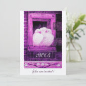 WITTE DUIVEN BIJ HET VENSTER Monogram, Wit Paars Kaart (Staand voorkant)