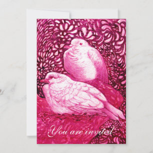 WITTE DUIVEN IN ROZE FUCHSIA KAART