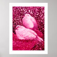 WITTE DUIVEN IN ROZE FUCHSIA