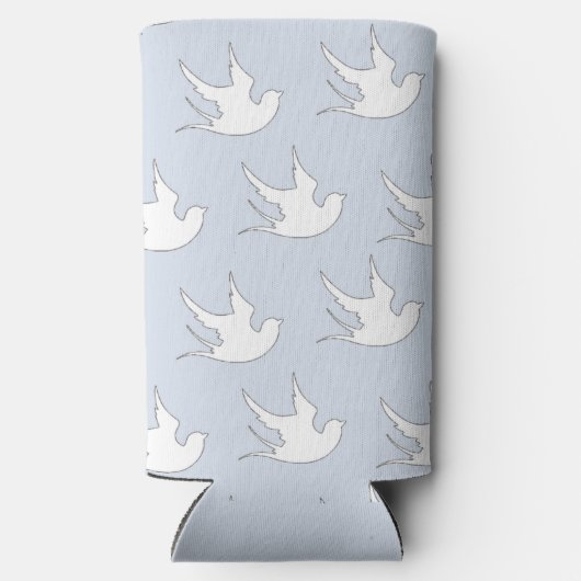Witte duiven silhouet patroon op blauw (Achterkant)