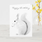 Witte eekhoorn Happy Birthday Kaart (Gele Bloem)