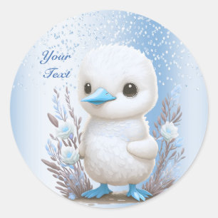 Witte eend blauw bloemige Sticker