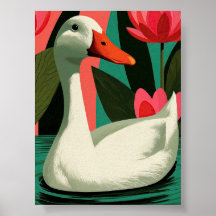 Witte Eend Lotusvijver Botanische Muurkunst