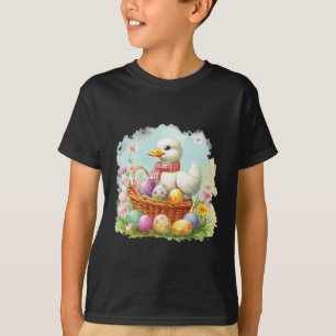 Witte eend op een boeket vol paaseieren; Pasen T-shirt