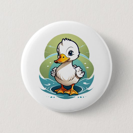 witte-eend ronde button 5,7 cm (Voorkant)