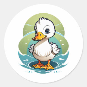 witte-eend ronde sticker