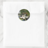 Witte eenden, lendenkussens, cattails, meeroever ronde sticker (Tas)