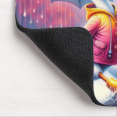 Witte eenden lopen in de regen muismat (Hoek)