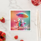 Witte eenden lopen in de regen servet (Insitu)