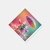 Witte eenden lopen in de regen servet (Hoek)