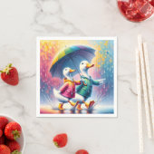 Witte eenden lopen in de regen servet (Insitu)