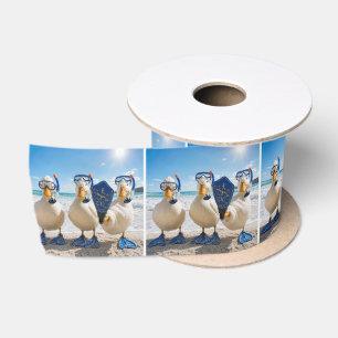 Witte eenden met snorkelapparatuur lint
