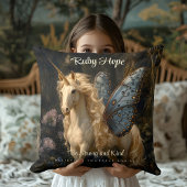 Witte Eenhoorn Blauwe Vlinder Vleugels Fee Paard Kussen