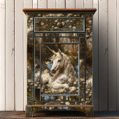 Witte Eenhoorn Blauwe Vlinderweide Floral Fantasy Tissuepapier