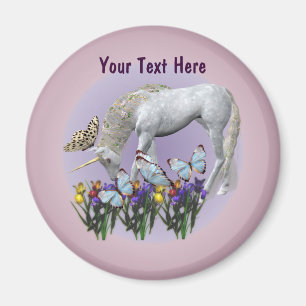 Witte eenhoorn en vlinders fantasy Magnet Magneet