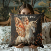 Witte Eenhoorn met Oranje Vlindervleugels Fairy Kussen