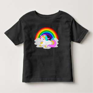 Witte eenhoorn op wolk met regenboog peuter T-shir Kinder Shirts