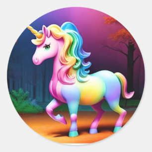 Witte Eenhoorn Paard-37474 Ronde Sticker