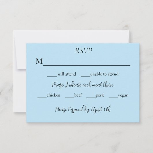 Witte eenhoorn roze bloemen blauw RSVP kaartje (Voorkant)