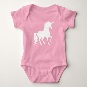 Witte Eenhoorn Silhouet Mooie Whimsical Baby Romper