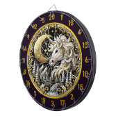 Witte Eenhoorn straalt kracht en schoonheid uit Dartbord (Voorkant Rechts)