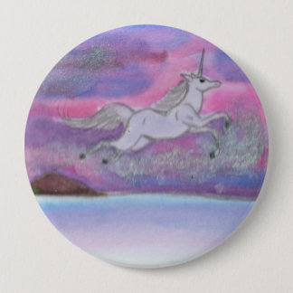 Witte eenhoorn vliegen boven Winter Landscape Nigh Ronde Button 4,0 Cm