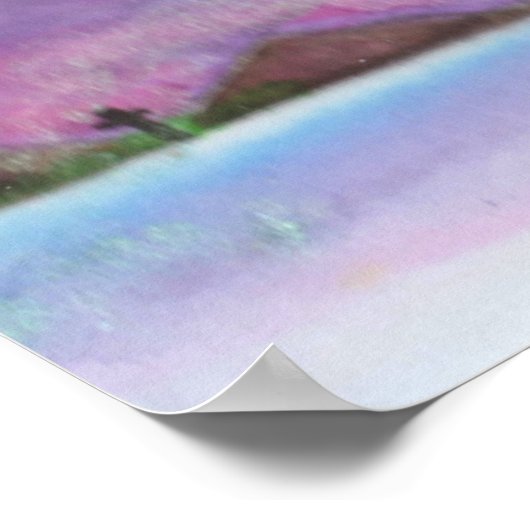 Witte eenhoorn vliegend winterlandschap Stardust Poster (Hoek)