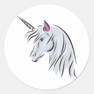 witte eenhoornkop ronde sticker