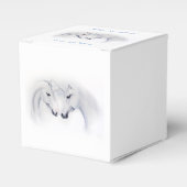 Witte eenhoorns Liefde Paar Bedankdoosjes (Voorkant Zijde)