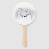 Witte Eenhoorns Liefde Paar Handwaaier (Voorkant)