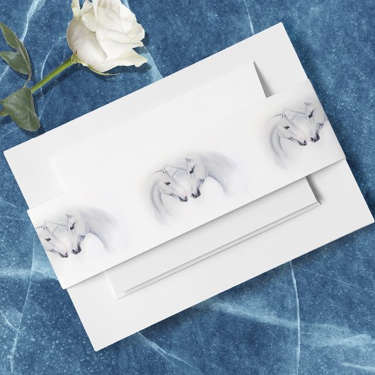 Witte Eenhoorns Liefde Paar Uitnodigingen Wikkel