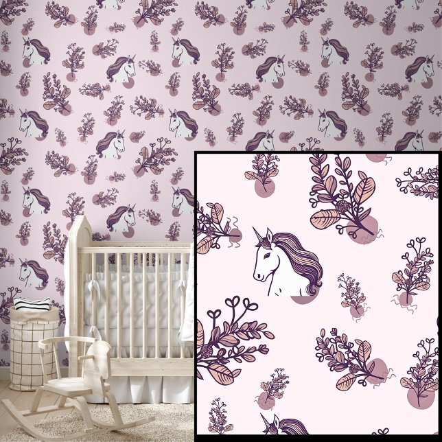 Witte eenhoorns op roze behang (Creator heeft geüpload)