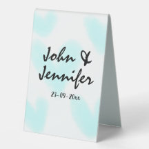 witte eenvoudige minimale tekst stijl trouwen blau