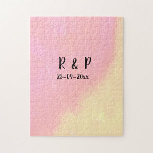 witte eenvoudige minimale tekst stijl trouwen roze legpuzzel