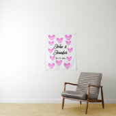 witte eenvoudige minimale tekst stijl trouwen roze wandkleed (In situ)