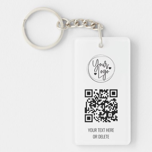 Witte, eenvoudige QR Code Logo Business Sleutelhan Sleutelhanger (Voorkant)