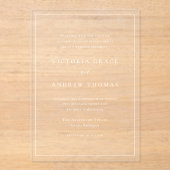 Witte Eenvoudige Typografie Formele bruiloft Acryl Uitnodigingen (Voorkant)