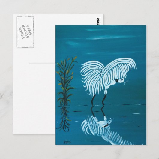 WITTE EGRET BRIEFKAART (Voorkant / Achterkant)