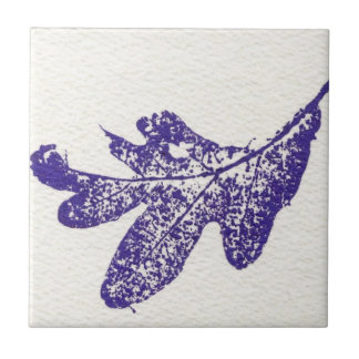 Witte eiken natuur afdrukken in blauwe tegel. tegeltje