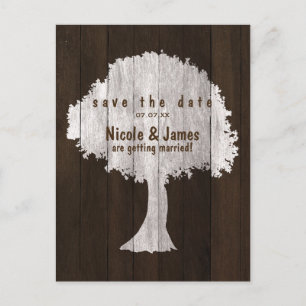 Witte Eikenboom Hout Rustieke Save The Date Ansich Aankondigingskaart