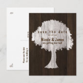 Witte Eikenboom Hout Rustieke Save The Date Postka Aankondigingskaart (Voorkant / Achterkant)