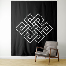 Witte Eindeloze Knoop Symbool op Zwart
