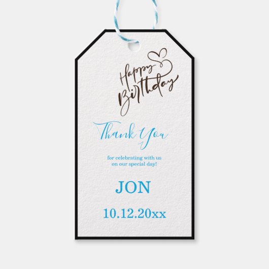 Witte Elegante Dank Geschenk Cadeaulabel (Voorkant)