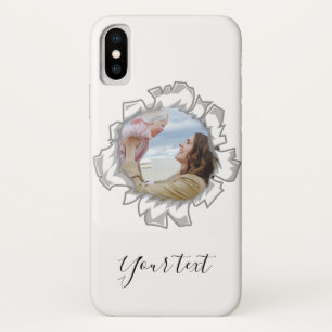 Witte Elegante Gepersonaliseerde Fototekst iPhone X Hoesje