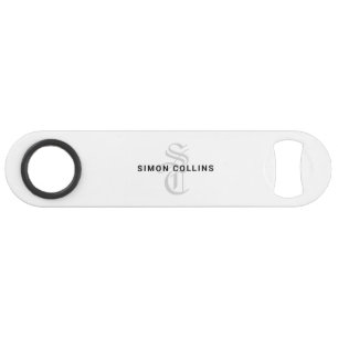 Witte Elegante Gotische Monogram Naam Middeleeuwse Speed Flessenopener
